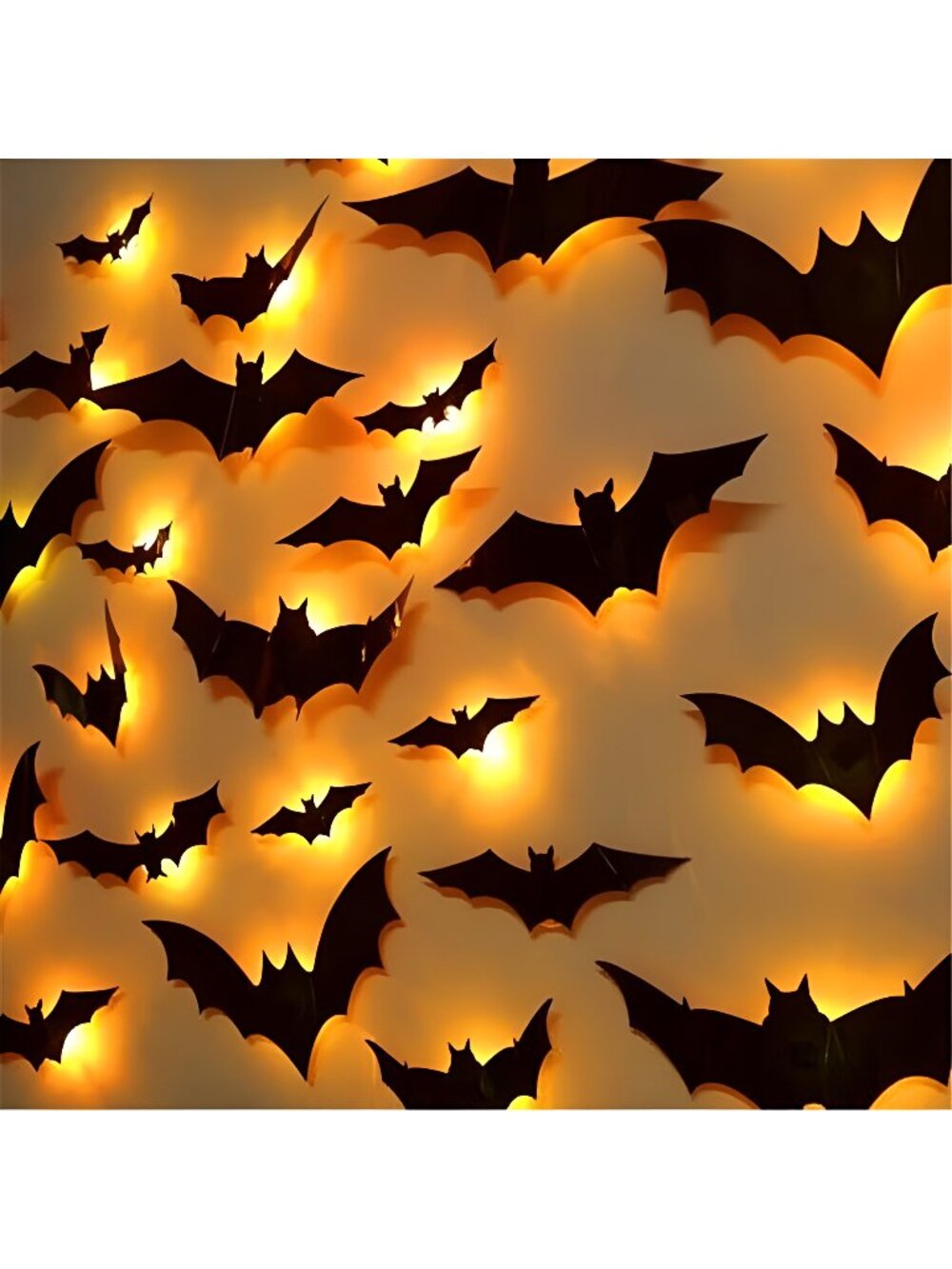 36 Pack Light Up Bats Halloween Decorations, Orange